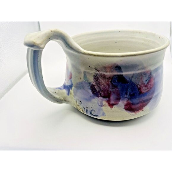 Buie Pottery Studio Gatlinburg TN Pink Blue Large Glazed Coffee Mug Signed - Picture 2 of 7